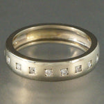 Modern Solid 14K White Gold & .22 cttw Diamond, Wedding Band Anniversary Ring
