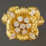 Heavy Retro, Solid 18K Yellow Gold & .90 CTW F/G Diamond, Estate Cocktail Ring, Olde Towne Jewelers, Santa Rosa CA.