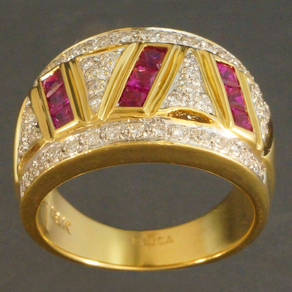 Solid 18K Yellow Gold, .54 cttw Ruby & .50 cttw Diamond, Cigar Band Estate Ring, Olde Towne Jewelers, Santa Rosa CA.