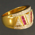 Solid 18K Yellow Gold, .54 cttw Ruby & .50 cttw Diamond, Cigar Band Estate Ring, Olde Towne Jewelers, Santa Rosa CA.
