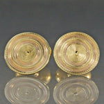Art Deco, Solid 14K Yellow Gold, Engine Turned Engraving, Estate Round Cufflinks