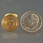 Art Deco, Solid 14K Yellow Gold, Engine Turned Engraving, Estate Round Cufflinks, Olde Towne Jewelers, Santa Rosa CA.
