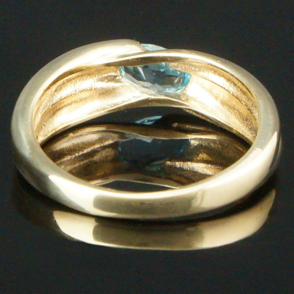Solid 10K Yellow Gold &  .50 Ct. Bezel Set Blue Topaz Wedding Band, Estate Ring, Olde Towne Jewelers, Santa Rosa CA.