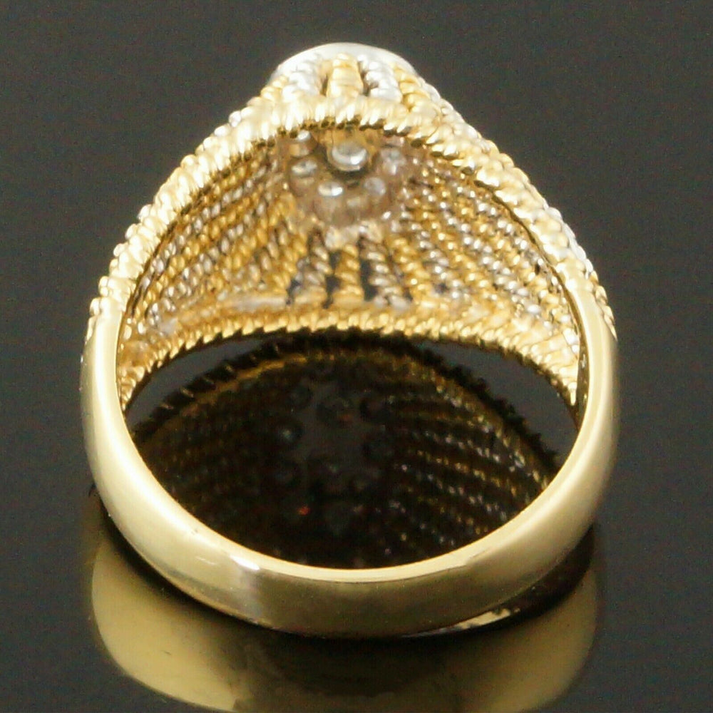 Retro, Two Tone Solid 18K Gold Etruscan Rope & .26 CTW Diamond Estate Ring, Olde Towne Jewelers, Santa Rosa CA.