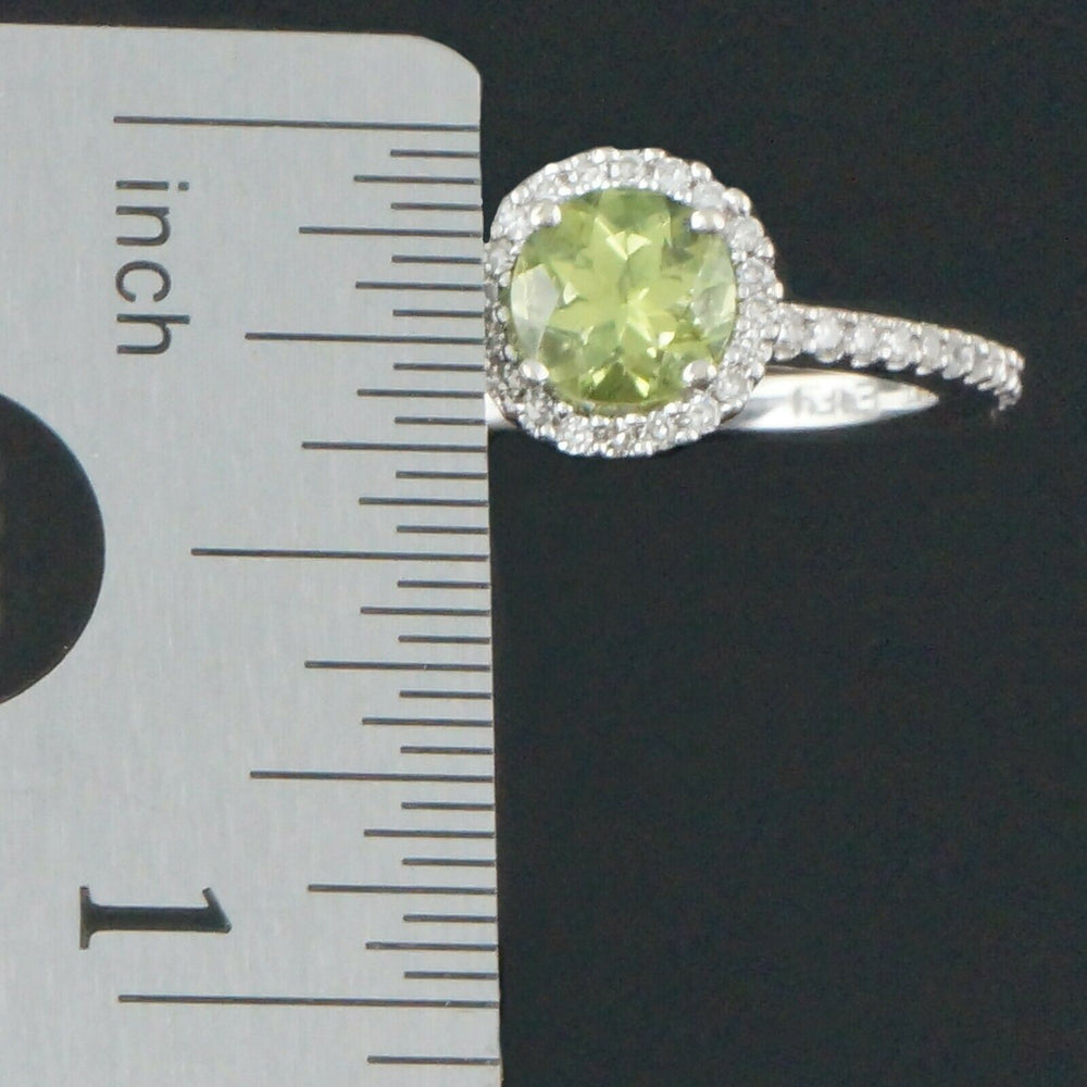 Solid 14K White Gold 1.0 Ct Peridot & .54 CTW Diamond Estate Engagement Ring, Olde Towne Jewelers, Santa Rosa CA.