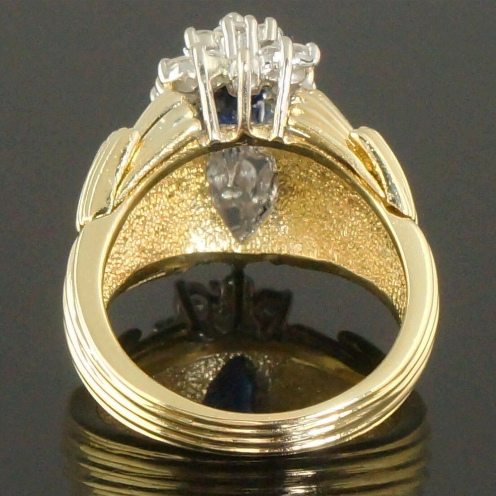 Massive Retro, Solid 18K Yellow Gold, .92 Ct Sapphire & .42 Cttw Diamond Ring, Olde Towne Jewelers, Santa Rosa CA.