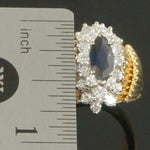 Massive Retro, Solid 18K Yellow Gold, .92 Ct Sapphire & .42 Cttw Diamond Ring, Olde Towne Jewelers, Santa Rosa CA.