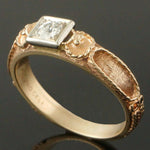 Antonio Celi Etruscan Rope Solid 14K Two Tone Gold & Diamond Estate Ring, Olde Towne Jewelers Santa Rosa Ca.