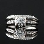 Solid 14K White Gold & .58 Cttw Diamond, Engagement Ring, Wedding Band, Set