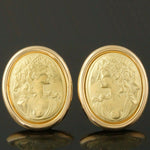 Vintage Anfora Italy Solid 18K Yellow Gold Goddess Profile Omega Earrings, Olde Towne Jewelers, Santa Rosa CA.