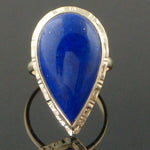 Etruscan Solid 14K Yellow Gold & 25mm Marquis Lapis Lazuli Cabochon Estate Ring