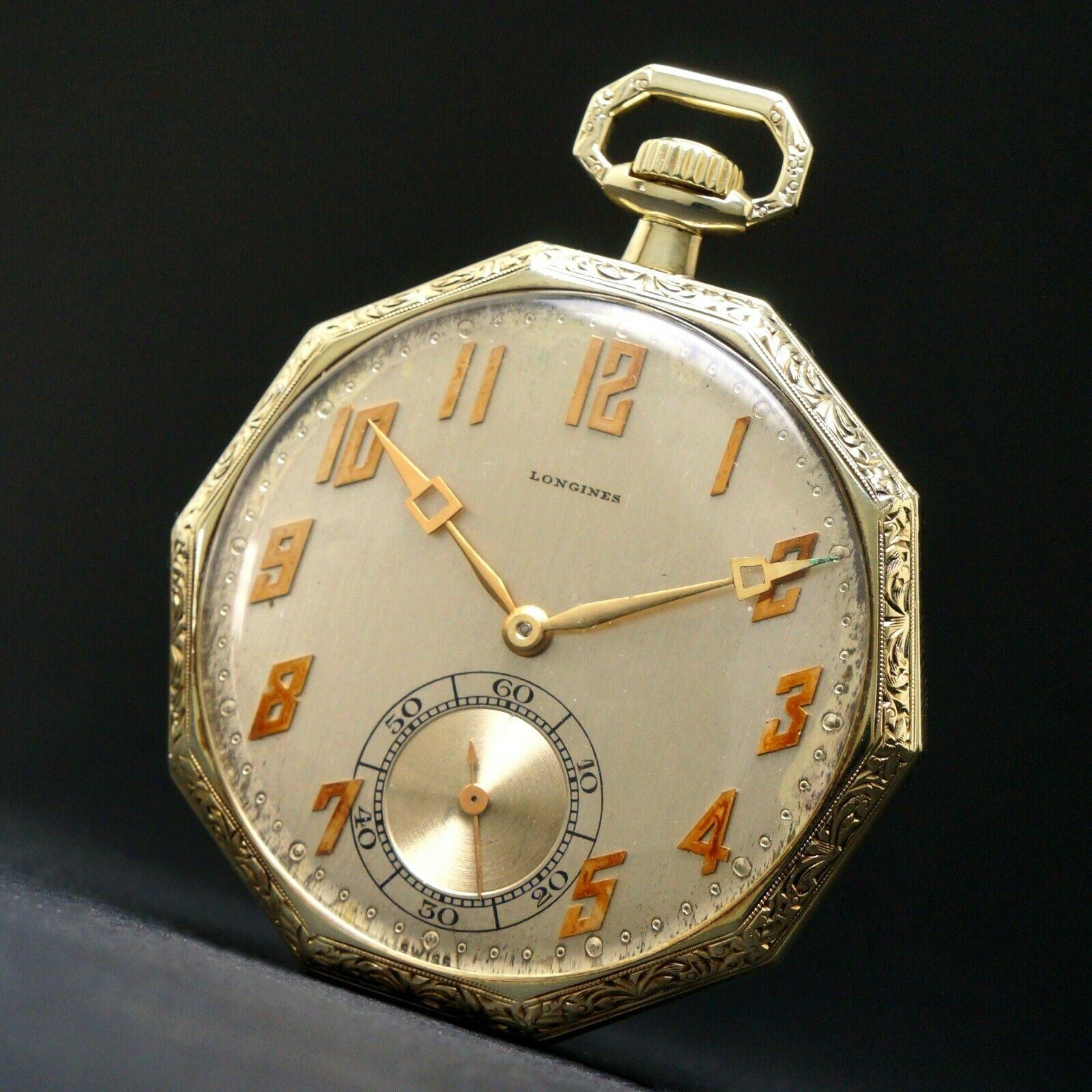 Rare Stunning 1919 Longines Solid 14K Yellow Gold Art Deco 10