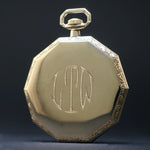 Rare Stunning 1919 Longines Solid 14K Yellow Gold Art Deco 10 Sided Pocket Watch, Olde Towne Jewelers, Santa Rosa CA.