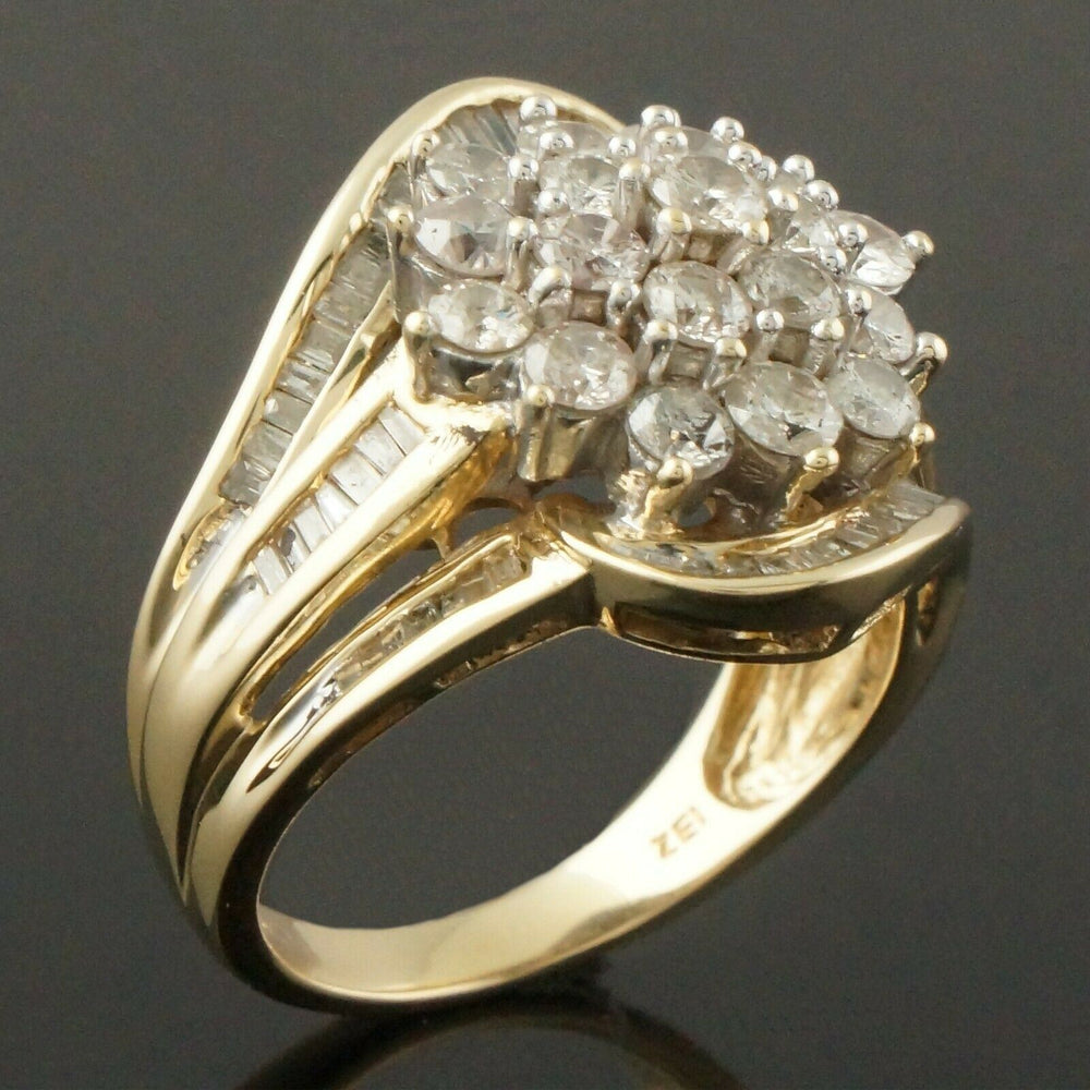 Retro Two Tone Solid 14K Gold & 2.83 CTW Diamond Cluster Burst Estate Ring, Olde Towne Jewelers, Santa Rosa CA.