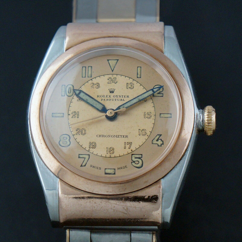 1944 Rolex 3065 Rose Gold Stainless Steel Hooded Bubble back, Olde Towne Jewelers Santa Rosa Ca.