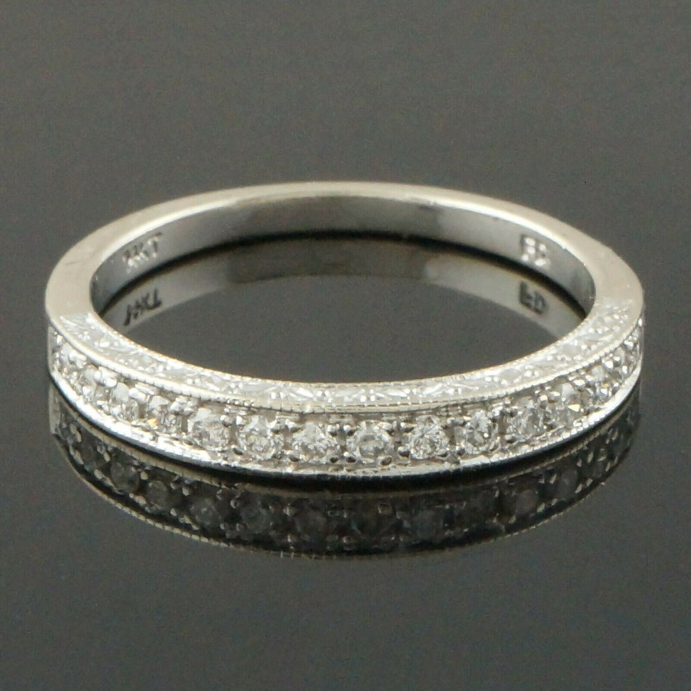 Solid 14K White Gold, .33 CTW Pave Diamond Wedding Band, Estate Anniversary Ring, Olde Towne Jewelers Santa Rosa CA.