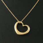 Weiss & Co. Solid 18K Yellow Gold Floating Heart Estate Pendant, 18" Long Chain