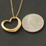 Weiss & Co. Solid 18K Yellow Gold Floating Heart Estate Pendant, 18" Long Chain, Olde Towne Jewelers, Santa Rosa CA.