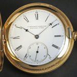 1880s E Howard Watch Co 18K Solid Gold Series V Size L Hunter Case Pocket Watch, Olde Towne Jewelers, Santa Rosa CA. 
