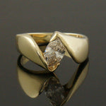 Custom Solid 14K Gold & .65 Ct Diamond Solitaire Engagement Ring, Wedding Band