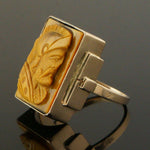 Retro Solid 10K Gold & Carved Tiger's Eye Intaglio Roman Warrior, Estate Ring, Olde Towne Jewelers, Santa Rosa CA.