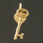 Small Solid 14K Yellow Gold 3D Key To My Heart Estate Charm, Pendant