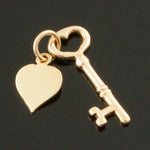 Small Solid 14K Yellow Gold 3D Key To My Heart Estate Charm, Pendant, Olde Towne Jewelers, Santa Rosa CA.