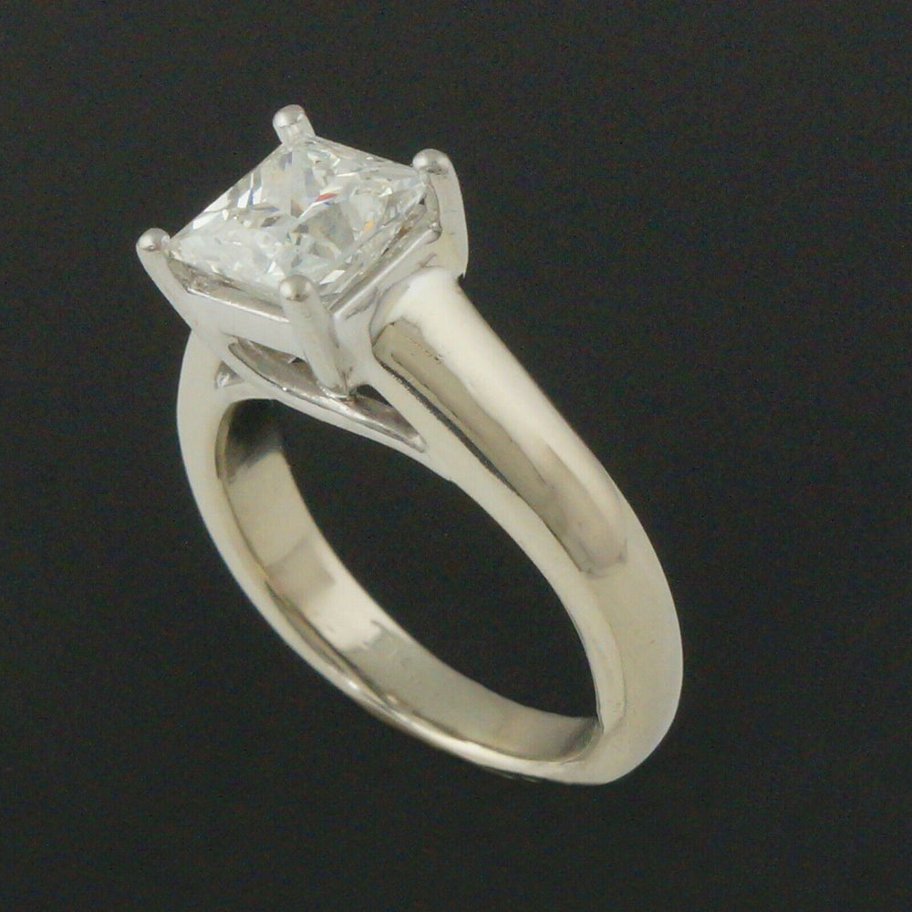 Solid 14K Gold & 1.40 Ct Princess Diamond Solitaire Wedding Band Engagement Ring, Olde Towne Jewelers, Santa Rosa CA.
