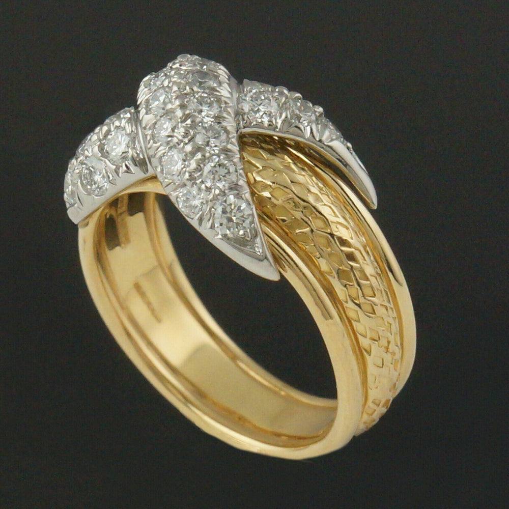 Tiffany & Co. Schlumberger Platinum & Solid 18K Gold .56 CTW Diamond Pave X Ring