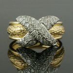 Tiffany & Co. Schlumberger Platinum & Solid 18K Gold .56 CTW Diamond Pave X Ring, Olde Towne Jewelers, Santa Rosa CA.