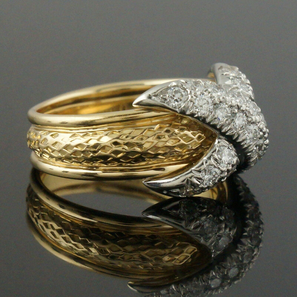 Tiffany & Co. Schlumberger Platinum & Solid 18K Gold .56 CTW Diamond Pave X Ring, Olde Towne Jewelers, Santa Rosa CA.