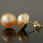 Vintage Solid 14K Yellow Gold & 10MM Mabe Pearl Stud Earrings, Olde Towne Jewelers, Santa Rosa CA.