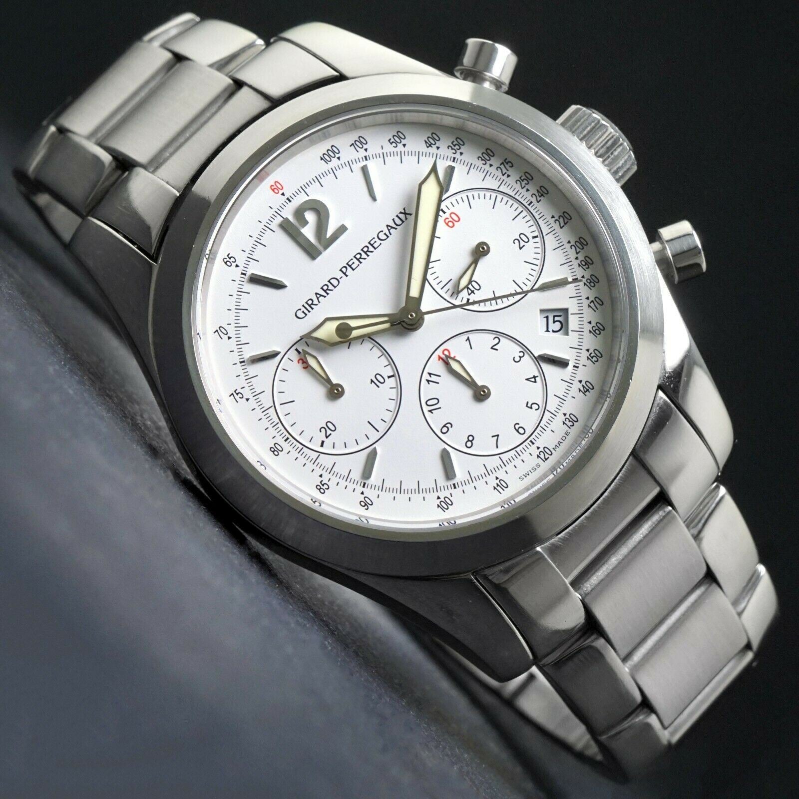 Girard Perregaux 4956 Stainless Steel Chronograph Watch Serviced