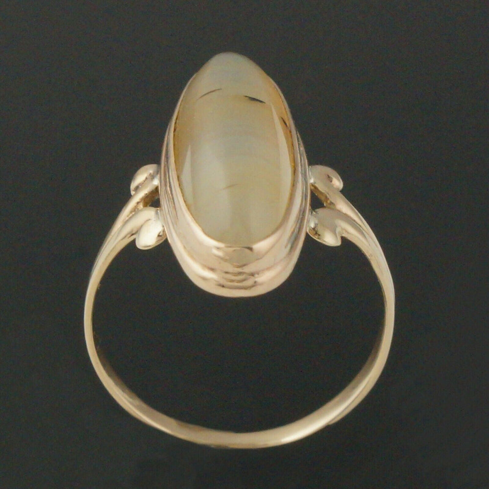 1930's Solid 10K Gold & Antique Bezel Opal Agate Cabochon Estate Ring, Olde Towne Jewelers, Santa Rosa CA.