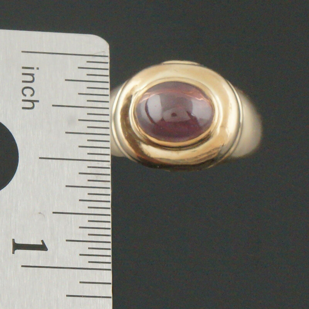 Solid 14K Yellow Gold, 3.26 Ct Pink Tourmaline Cabochon Estate Dome Signet Ring, Olde Towne Jewelers, Santa Rosa CA.