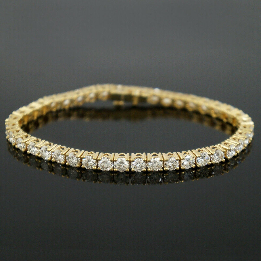Solid 18K Yellow Gold 9.20 CTW Round Brilliant Cut Diamond Tennis Line Bracelet, Olde Towne Jewelers, Santa Rosa CA.
