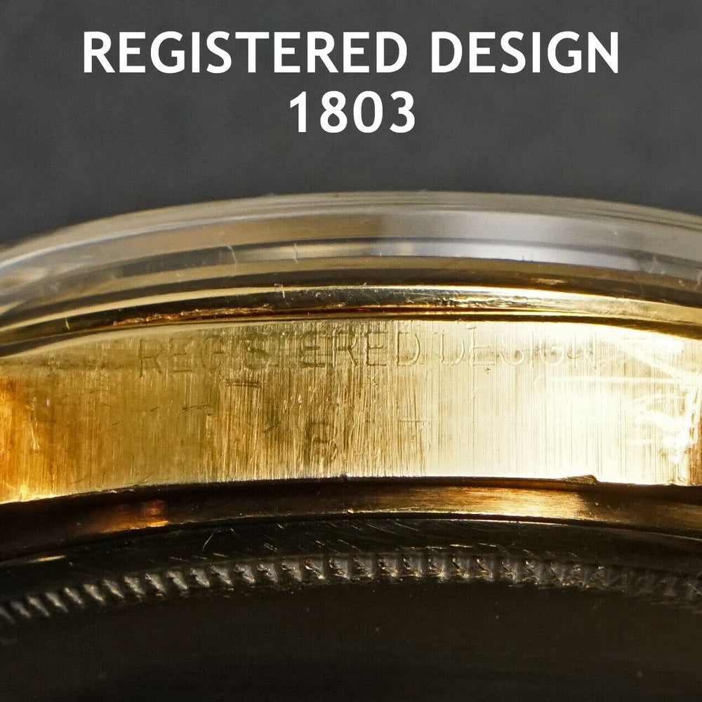 1968 Rolex 1803 Day Date 18K Gold 36mm Watch, Rare Tropical Gilt Black Dial