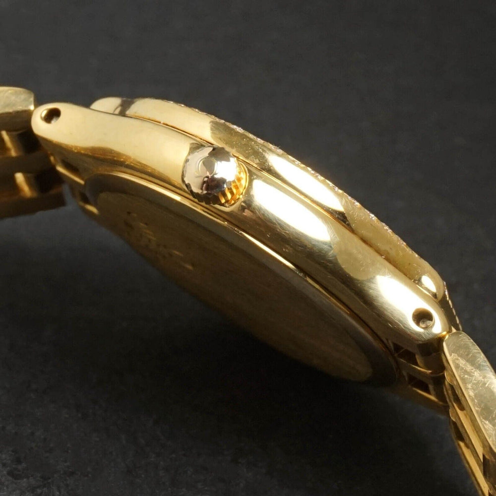 Omega DeVille 18K Yellow Gold & Diamond Dial & Bezel Lady's Bracelet Watch