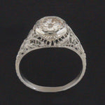 Art Nouveau 18K Gold 1.15 Ct OEC Diamond Floral Filigree Wedding Engagement Ring, Olde Towne Jewelers, Santa Rosa CA.