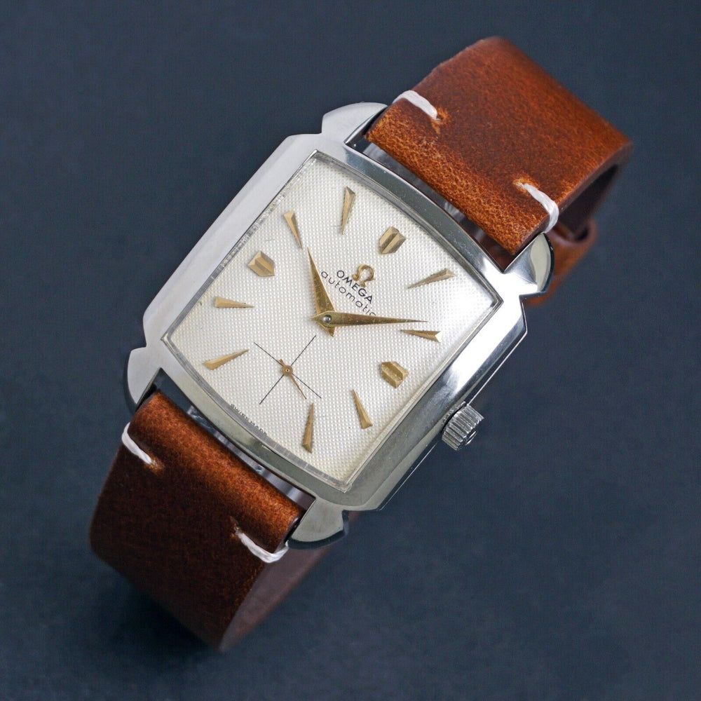1952 Omega 3950 Automatic Square Stainless Steel Man's Watch. Excellent