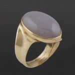 Modernist Solid 14K Yellow Gold Free Form & 41.0 Ct Lavender Jade Estate Ring