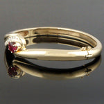 Solid 14K Yellow Gold, 1.15 Ct Pink Tourmaline & Diamond Bangle Bracelet, Olde Towne Jewelers, Santa Rosa CA.