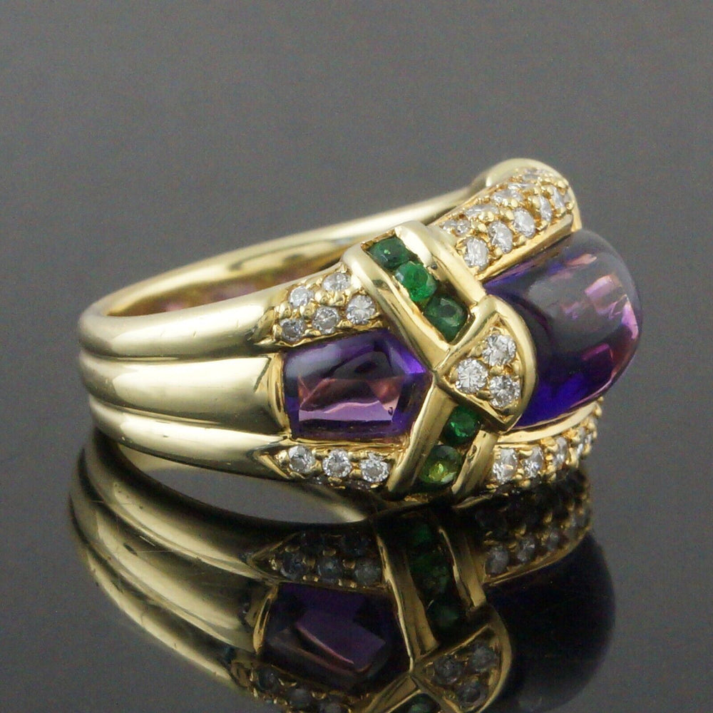 Rare Robert Wander WINC Solid 18K Gold Amethyst, Tsavorite & Diamond Estate Ring, Olde Towne Jewelers, Santa Rosa CA.