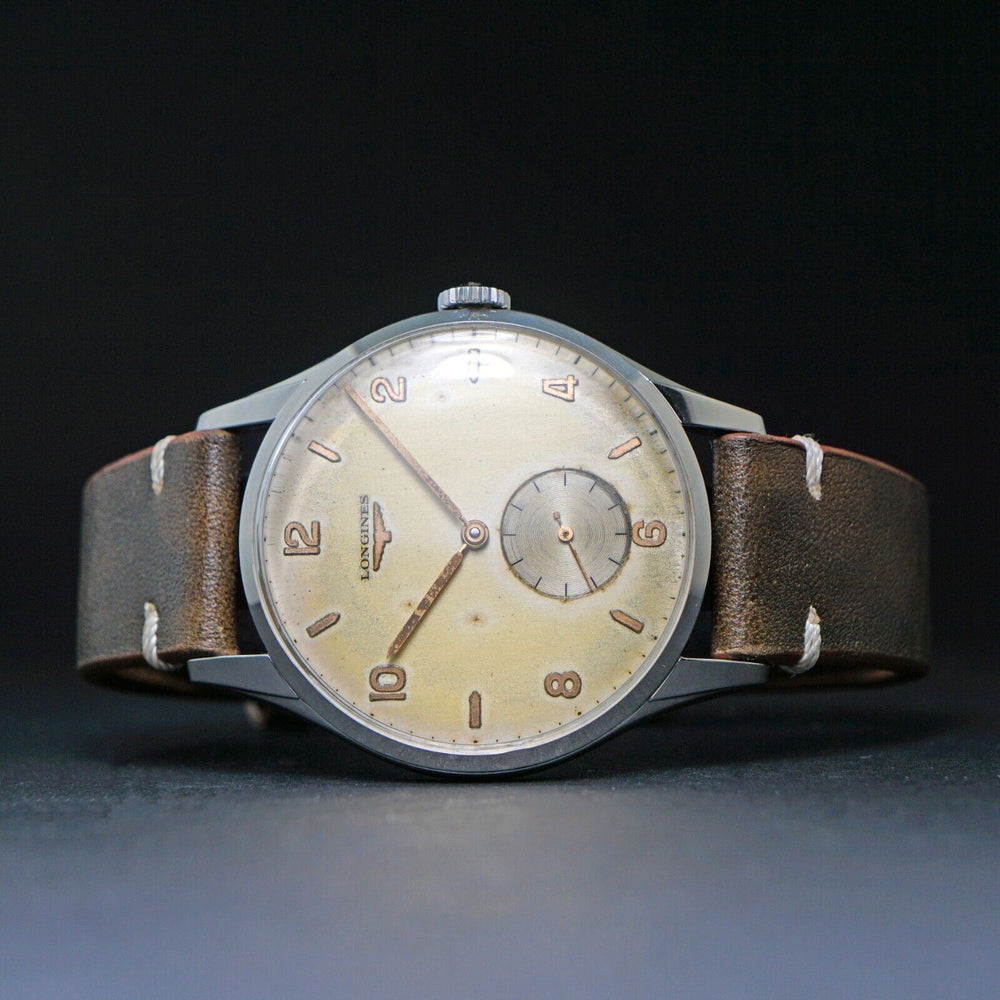 Stunning 1953 Longines 6333 Jumbo 37mm Stainless Steel Man's Watch, XLNT Condition, Olde Towne Jewelers, Santa Rosa CA.