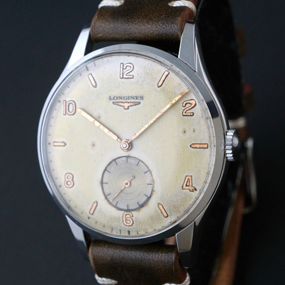 Stunning 1953 Longines 6333 Jumbo 37mm Stainless Steel Man's Watch, XLNT Condition, Olde Towne Jewelers, Santa Rosa CA.