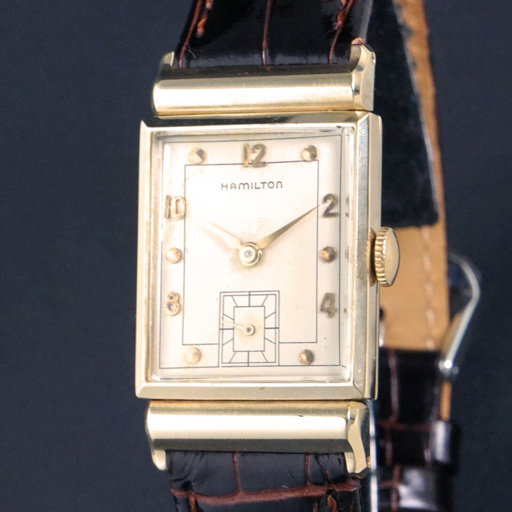 1950s Hamilton Barton Solid 14K Gold Man's Watch Rare Box & Papers, Serviced, Olde Towne Jewelers, Santa Rosa CA.
