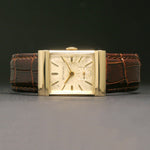 Stunning 1950s Wittnauer  Solid 14K Gold Man's Hooded Lug Rectangular Watch, Olde Towne Jewelers, Santa Rosa CA.