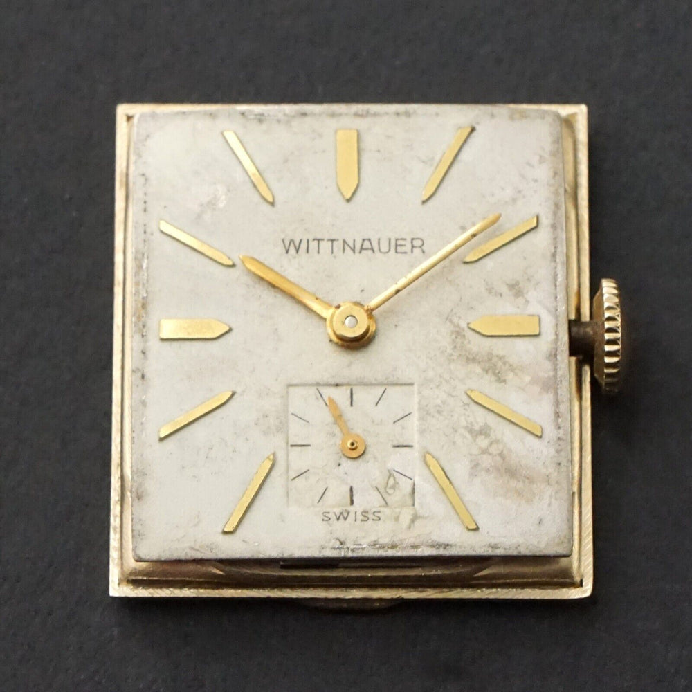 Stunning 1950s Wittnauer  Solid 14K Gold Man's Hooded Lug Rectangular Watch, Olde Towne Jewelers, Santa Rosa CA.