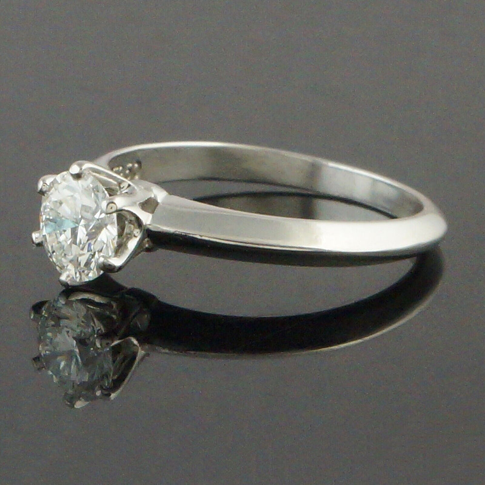 Tiffany & Co. Platinum .58 CTW Diamond Solitaire Engagement Ring, Wedding Band, Olde Town Jewelers, Santa Rosa CA.
