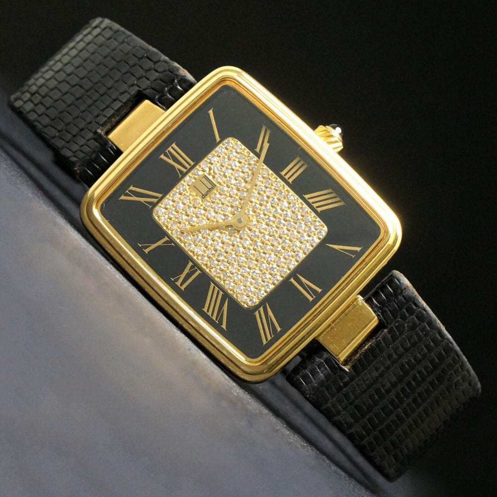 Stunning Rare Dunhill 18K Yellow Gold & Diamond Man's Watch, Excellent Condition
